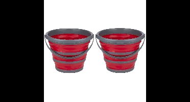 Dirt Devil inklapbare emmer - 2x - rood/grijs - 10 liter - opvouwbaar