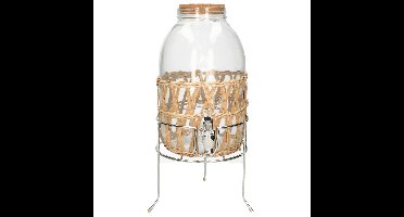 Drankdispenser/limonadedispenser op verhoger - 5L - glas - RVS - 17,5 x 32 cm