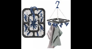 Droogcarrousel / droogmolen - 2x - grijs / blauw - met 18 knijpers