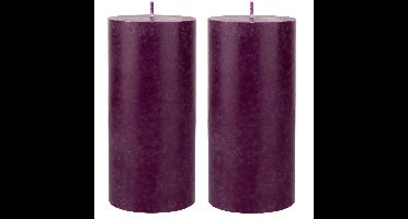 Duni cilinderkaarsen/stompkaarsen - 6x stuks - paars - 15x7 cm
