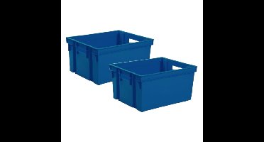 EDA Opbergkrat blauw - 6x - kunststof - 30L - L44 x B35 x H24 cm