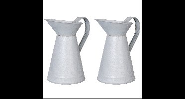 Esschert Design Bloemvaas - 2x - oud zink - 20cm - gieter / kan - deco