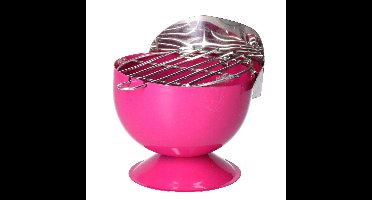 Excellent Houseware Asbak - BBQ vorm - metaal - 12 cm - roze