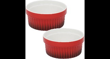 Excellent Houseware Creme brulee schaaltjes - 2x - rood - Dia 9 cm