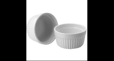 Excellent Houseware Creme brulee schaaltjes - 6x stuks - bakjes - wit