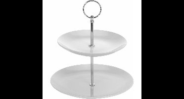 Excellent Houseware Etag?re - porselein - 2-laags - metalen handvat