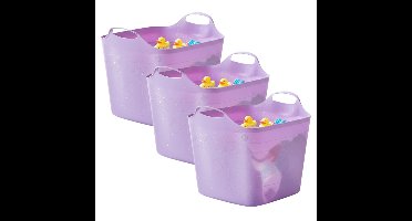Excellent houseware Flexibele kuip / emmer - 3x - lila - 25 l