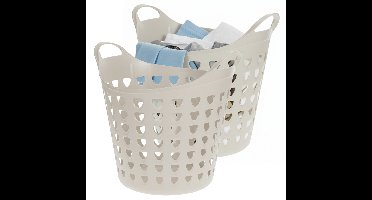 Excellent Houseware Flexibele wasmand - 2x - beige - 26 liter
