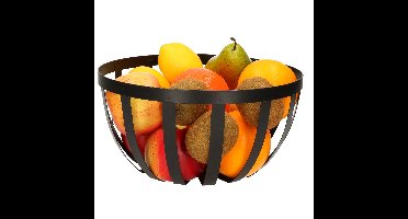 Excellent Houseware Fruitmand-fruitschaal - metaal - zwart - D25 cm