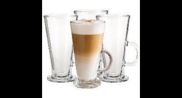 Excellent Houseware Koffie glas - latte macchiato - set 4x - 270 ml
