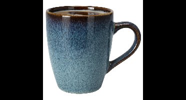 Excellent Houseware Koffiemok Pompei - 1x - Keramiek - blauw - 350 ml
