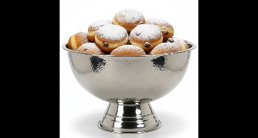 Excellent Houseware Oliebollenschaal - zilver - rvs - 40 x 24 cm