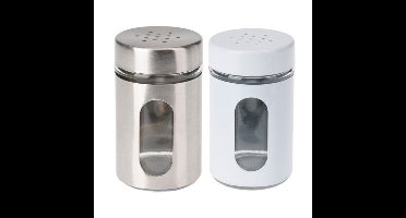 Excellent Houseware Peper- en Zoutstrooier set - wit en zilver