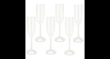 Excellent Houseware Prosecco/Champagneglazen - 10x - transparant - kunststof - 165 ml