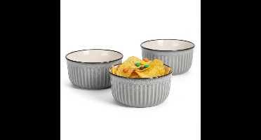 Excellent Houseware Serveer/chips schaaltje - 4x - grijs - 500 ml