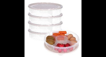 Excellent Houseware Vershoudbakje - 4x - 5 vakjes - creme wit