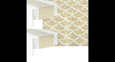 Feeric Christmas Decoratie tafelloper - 2x - goud - 200 x 40 cm