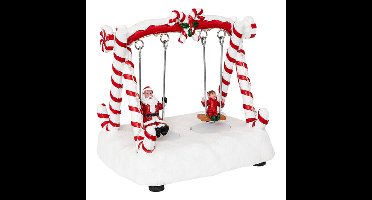 Feeric Christmas Kerstdorp schommel - met licht en beweging - 16 cm