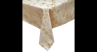 Feeric Christmas Tafelkleed - beige - sterren opdruk - 140 x 360 cm