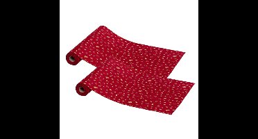 Feeric lights & Christmas Decoratie tafelloper - 2x -rood -300 x 28 cm