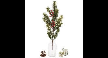 Feeric lights & Christmas Dennentak decoratie - groen met bessen - 52 cm