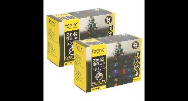 Feeric lights kerstverlichting - 2x - gekleurd - 7 m - 96 leds - batterij