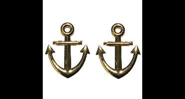 Funny Fashion Carnaval verkleed broche/speld anker - 2x - goud - 7 cm