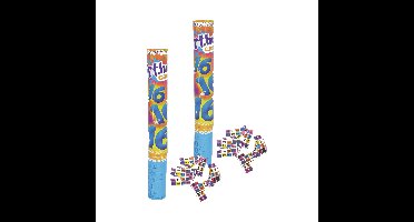 Funny Fashion confetti shooter/kanon - 2x - verjaardag 16 jaar - papier - multi kleuren - 40 cm