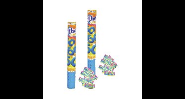 Funny Fashion confetti shooter/kanon - 2x - verjaardag 60 jaar - papier - multi kleuren - 40 cm