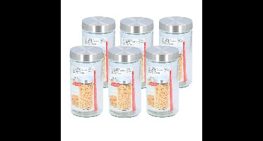 Glazen luxe voorraadpot/voorraadbus 1500 ml - 6x - 1,5 liter - 22 cm