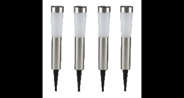 Grundig Prikspot - 4x - solar - tuinverlichting - RVS - 56 cm