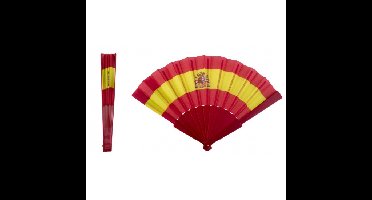 Hand waaier Spaanse vlag - 23 cm - Feestartikelen Spanje - supporters