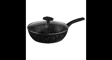 Hapjespan met deksel - Alle kookplaten geschikt - zwart - dia 28 cm
