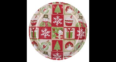 HI bord met sneeuwpop - metaal - 26 cm - kerstontbijt/kerstdiner