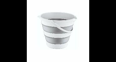 Hobby Life emmer opvouwbaar - 12L - grijs/wit - kunststof en rubber