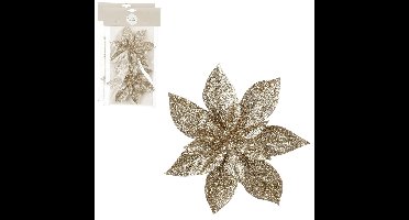 House of Seasons Kerstboom bloemen op clip - 4x - champagne - polystyreen