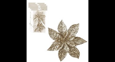 House of Seasons Kerstboom bloemen op clip - 6x - champagne - polystyreen
