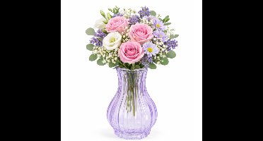 H&S Collection Vaas Chelsea - lila - glas - H20 x D12 cm