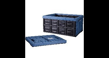 Inklapbare boodschappenkrat - 2x - zwart / blauw - 53 x 40 x 26 cm