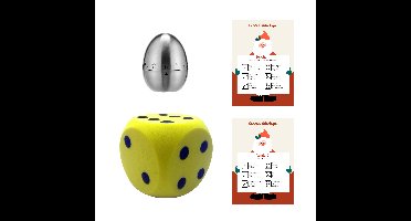 Kerst Dobbelspel - A4 papier - foam dobbelsteen geel - kookwekker