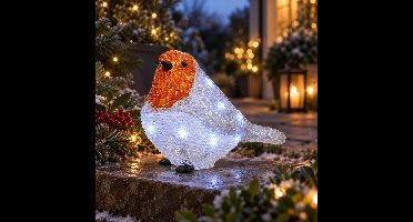 Kerstverlichting LED figuur - roodborstje - voor buiten - 21 cm
