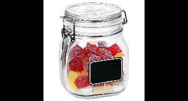 Luchtdichte pot transparant glas met krijtbordje 750 ml