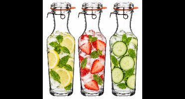 Luigi Bormioli glazen water karaff van 1 Liter - 3x - Sapkan/waterkan