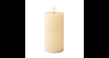 Lumineo LED kaars/stompkaars - creme wit ribbel- D7,5 x H17 cm - timer