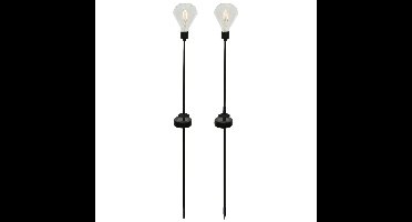 Lumineo Solar tuinlamp - 2x - prikspot - op zonne-energie - H86 cm