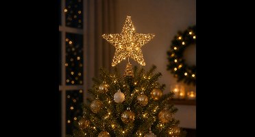 Lumineo Verlichte kerst piek - ster - goud - micro led warm wit - H27