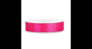 Luxe sierlint/cadeaulint - fuchsia roze - 12 mm x 25 meter - satijn