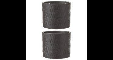 Mica Decorations Bloempot - 2x - antraciet - keramiek - D14 x H13 cm