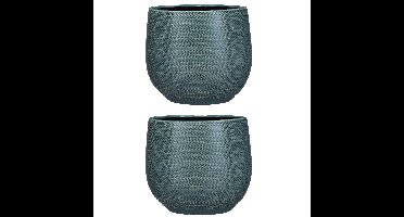 Mica Decorations Bloempot - 2x - midnight blauw - keramiek - 25 x 20cm