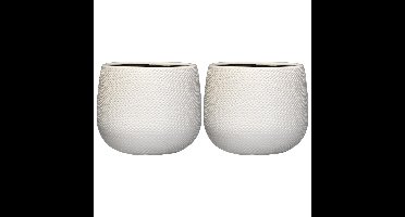 Mica Decorations Bloempot - 2x - wit - keramiek - D18 x H16 cm